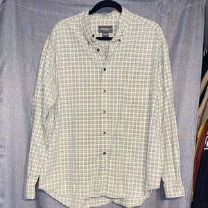 Eddie Bauer White and Gray Checkered Shirt